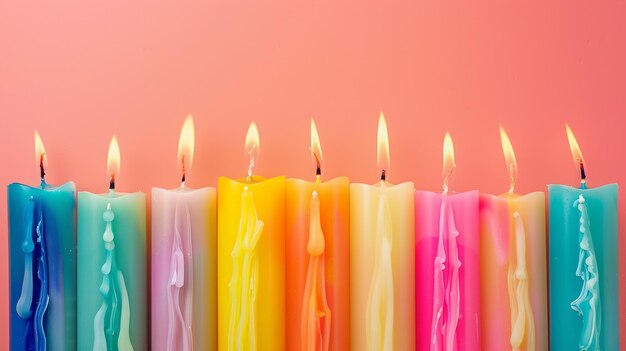 Artisanal Rainbow Wax Candles CloseUp