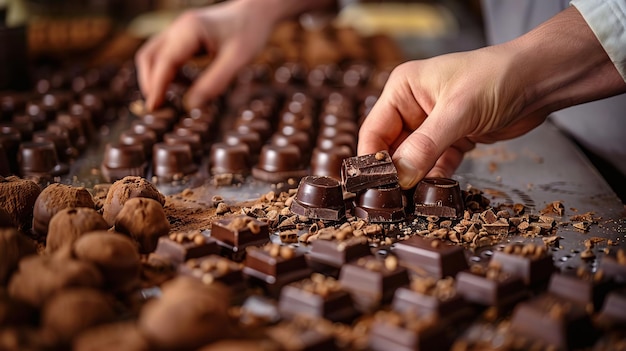 Photo artisanal showcasing the meticulous of chocolate making process