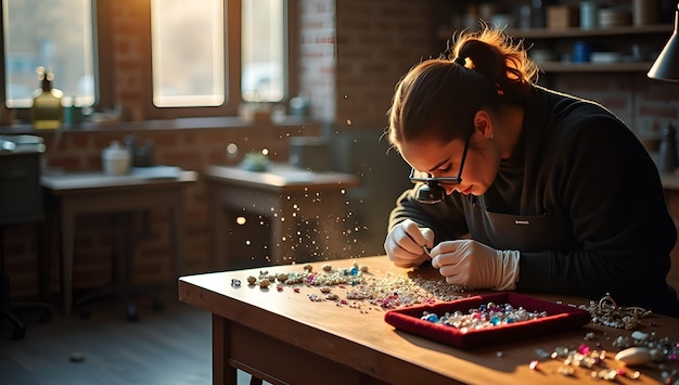 Artisans Haven Crafting Gemstones in a WellLit Workshop