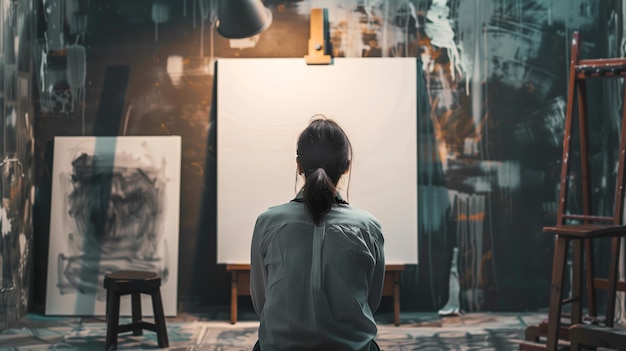 Photo artist contemplates a blank canvas ready to unleash creativity