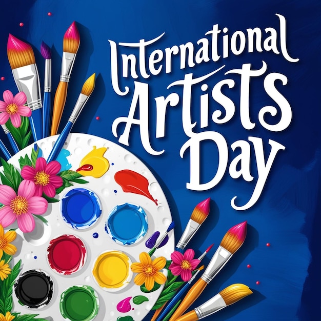 Photo artist day international paint board and brush vector art illustration