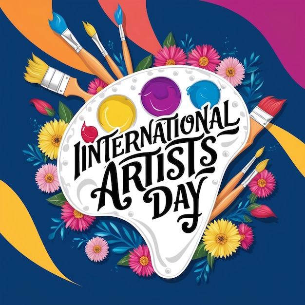 Photo artist day international paint board and brush vector art illustration