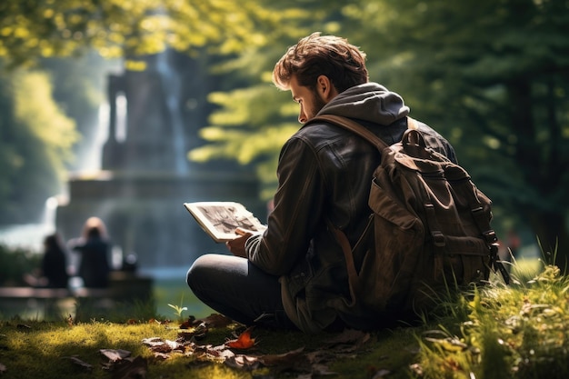 Artist Lost in Thought while Sketching at Park