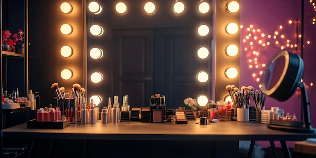 Photo artist preparing in luxurious dressing room for show