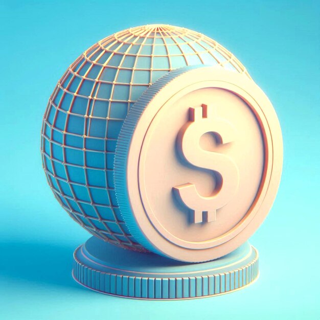 Photo artistic 3d render of coins and balls symbolizing financial and sports prosperity