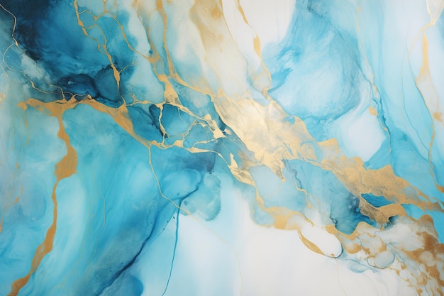 Artistic Alchemy Blue Pastel Abstract Turquoise Gold Marble Enchantment