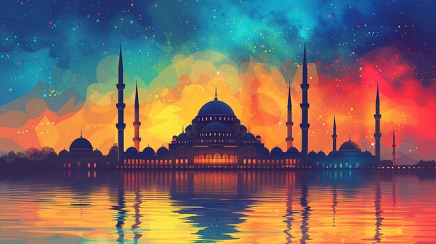 Artistic background of the mosque colorful