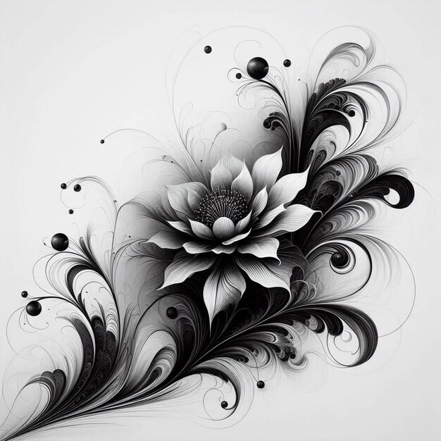 Photo a artistic black and white floral elegance a abstract flower