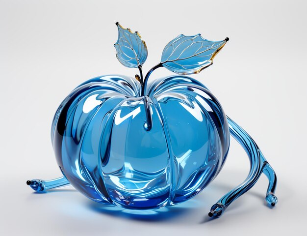 Artistic blue and gold glass apple AI generated