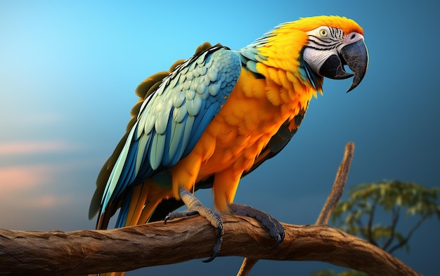 Artistic Blueandyellow Macaw on White Background