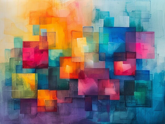 Artistic Composition of Vibrant Colorful Squares