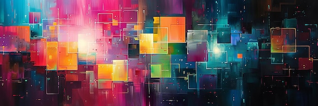 Artistic Composition of Vibrant Colorful Squares