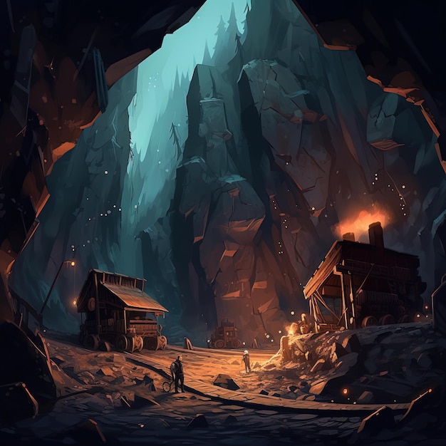 Artistic concept illustration of a coal mine