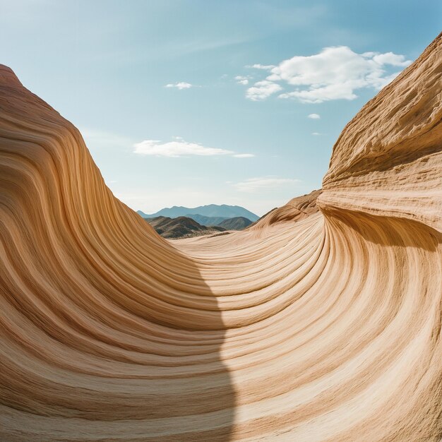 Artistic desert structure with wavelike patterns fluid serene expansive detailed