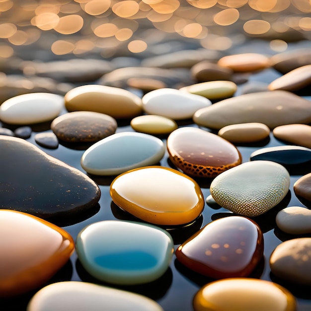 Photo artistic display of stones on water surface