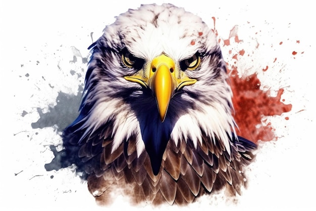 Artistic eagle illustration with splattered paint