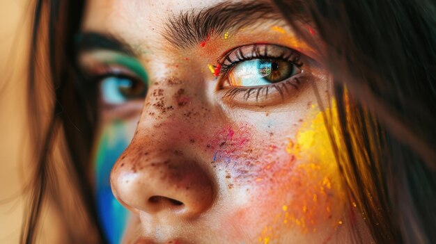 Artistic Expression Closeup of Young Woman with Pigments