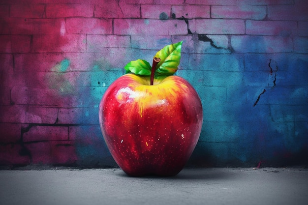 Photo artistic expression with apple in bright colors