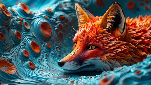 Photo artistic fox against abstract background with vibrant colors perfect for digital wallpapers