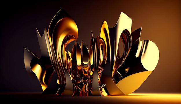 Artistic gold illustration with 3d shape