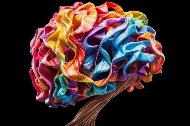 Photo artistic human brain with paper color effects