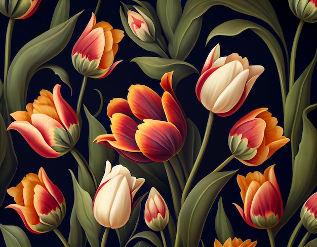 Artistic illustration painting flowers