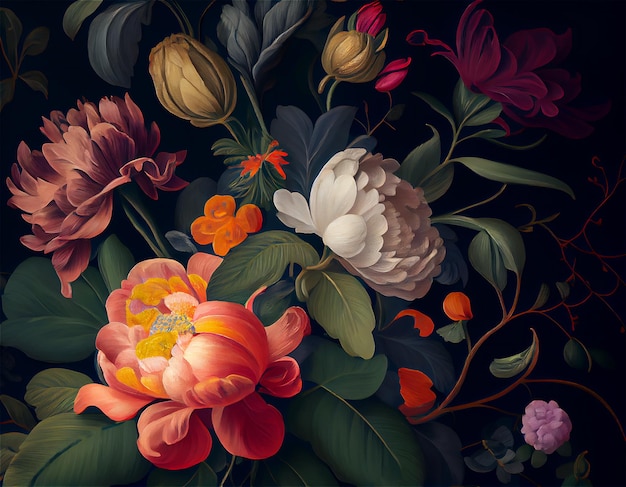 Artistic illustration painting flowers