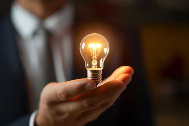 Artistic Innovation AI Generated Bulb Illuminates the Creative Mind of a Businessman