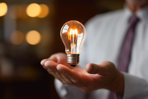 Artistic Innovation AI Generated Bulb Illuminates the Creative Mind of a Businessman