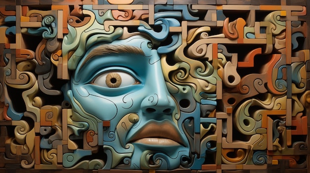 An artistic interpretation of phobias as a puzzle of distorted pieces illustrating the difficulty o