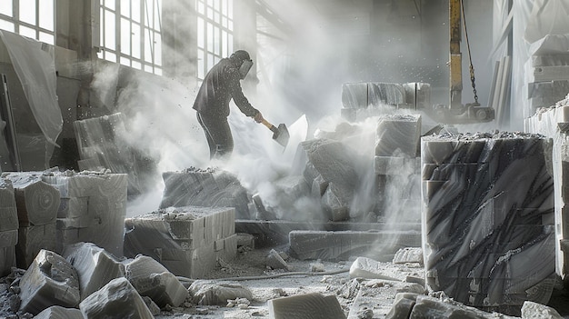 Artistic Jackhammer in Use by a Worker