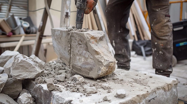 Artistic Jackhammer in Use by a Worker