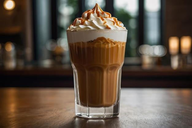 Artistic Latte in a Glass Mug