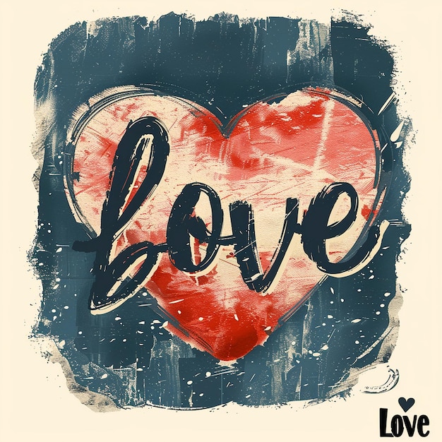 Artistic Love HandPainted Typography with Hearts