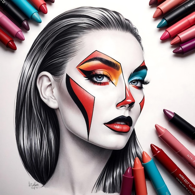 Artistic Makeup Drawings with Glamorous Beauty Designs