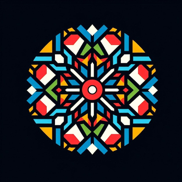 Photo artistic mandala design featuring rich colors and bold geometric motifs