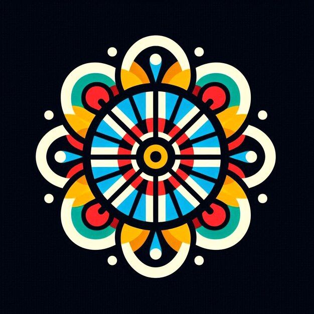 Artistic mandala design featuring vibrant colors and detailed geometric patterns