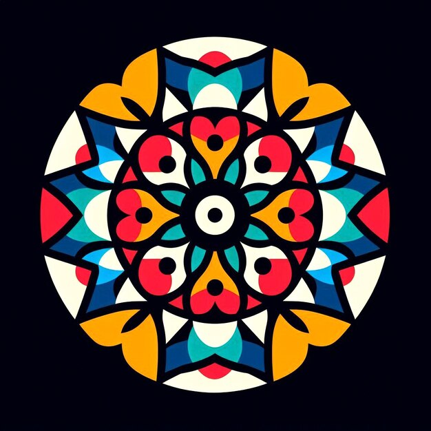 Artistic mandala design featuring vibrant colors and intricate details