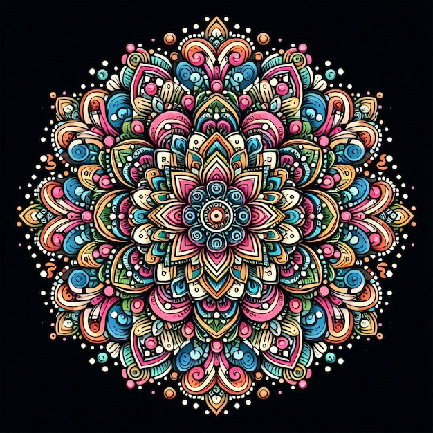 Artistic mandala design with floral elements and intricate details