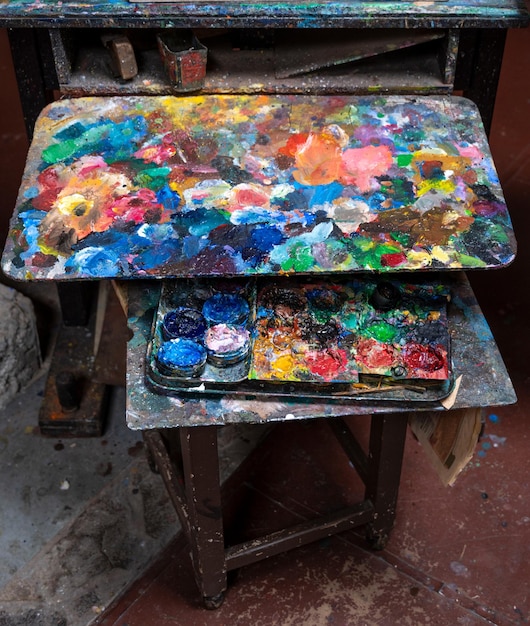 Artistic paints and palette