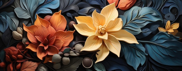 Artistic Paper Craft Flowers in Elegant Botanical Arrangement