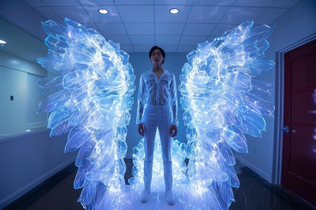 Photo artistic photo of person with angel wings creative conceptual art