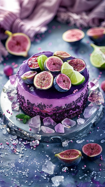 artistic photograph of purple gelatin cake