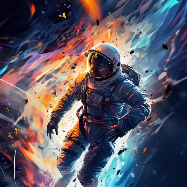 Artistic and playful image of an astronaut