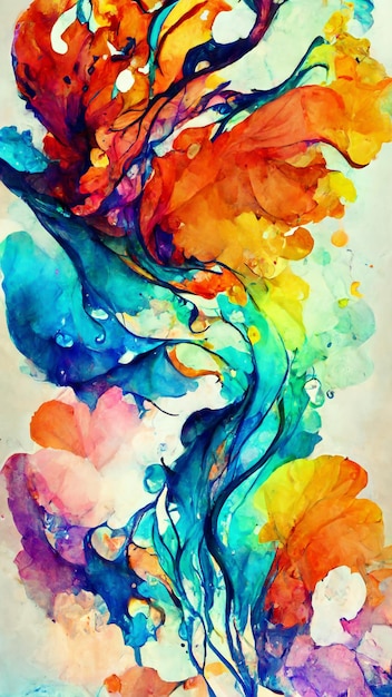 Artistic rainbow colors splash watercolor background Bright 3D illustration