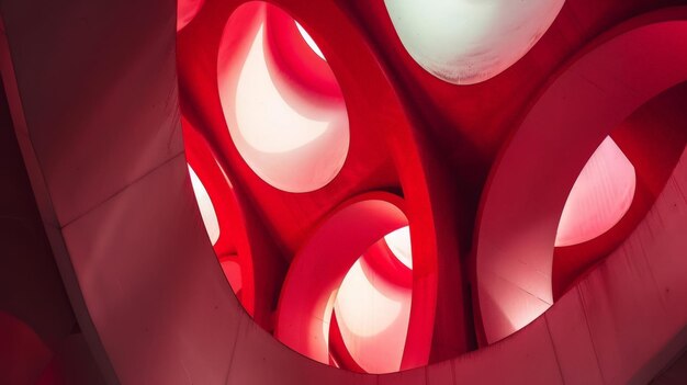 Photo artistic red sculpture in modern architecture