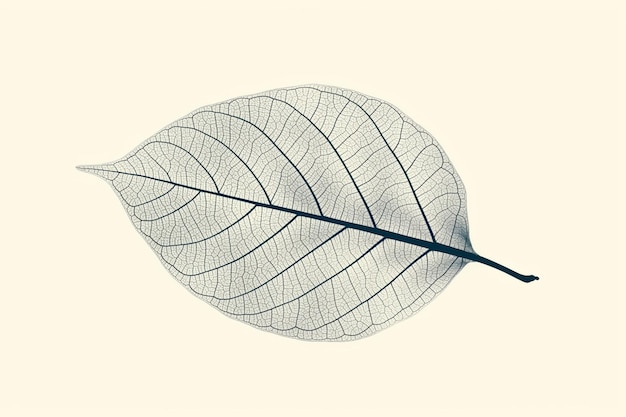 Photo artistic representation of a delicate leaf with intricate vein details on a soft beige backdrop