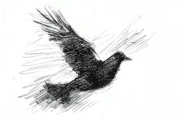 Artistic Sketch of a Bird in Monochrome with Textured Lines