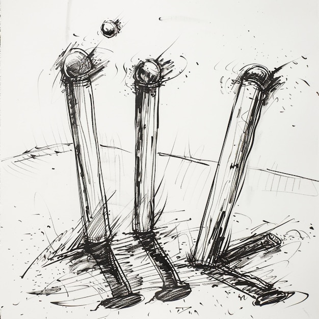 Photo artistic sketch of cricket stumps