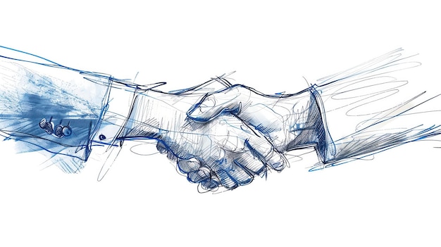 Photo artistic sketch of a handshake symbolizing agreement partnership and cooperation between two individuals in business or teamwork